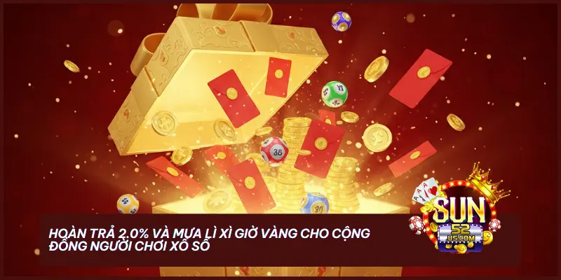Tổng hợp những khuyến mãi độc quyền tại sun52 club: Hoàn trả 2.0% và mưa lì xì giờ vàng cho cộng đồng người chơi xổ số